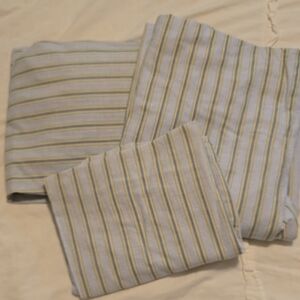 COPY - Hillcrest Striped  Green and Blue 100 % Cotton Twin Sheet Set. Like New